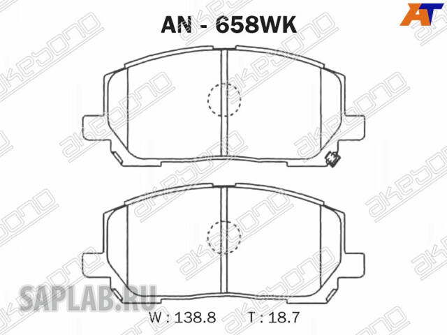 Купить AKEBONO AN-658WK Колодки тормозные дисковые передние ПОДХОДЯТ ДЛЯ LEXUS RX AN-658WK