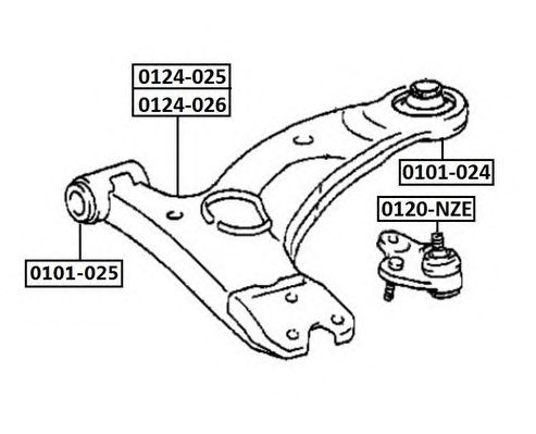 Купить ASVA 0101024 Сайлентблок рычага подвески перед. TOYOTA/LEXUS ALLEX NZE121 2001-2006