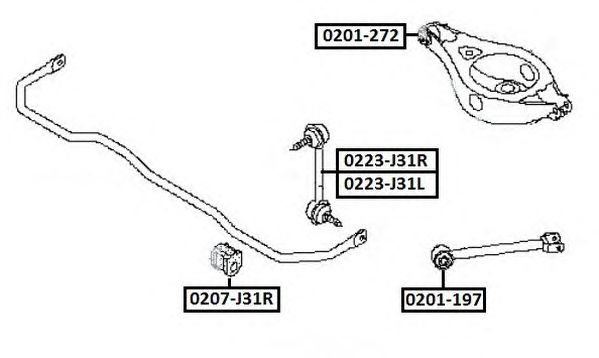 Купить ASVA 0201272 Сайлентблок рычага подвески задн. NISSAN/INFINITI MURANO Z50 2002-2008