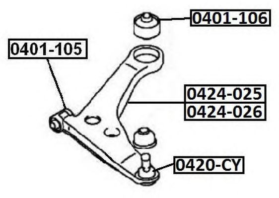 Купить ASVA 0424012 Рычаг подвески перед. прав. MITSUBISHI : LANCER CS1A/CS3A/CS9A 2003-