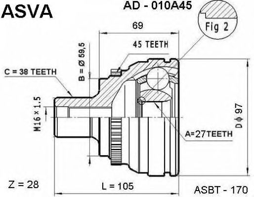 Купить ASVA AD010A45 Снят с производства ШРУС внешний | перед прав/лев |
