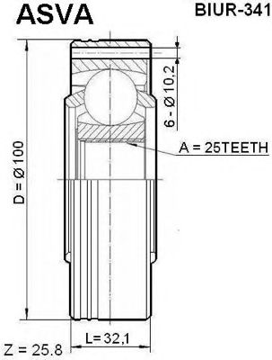Купить ASVA BIUR-341 ШРУС внутренний задний 25x100