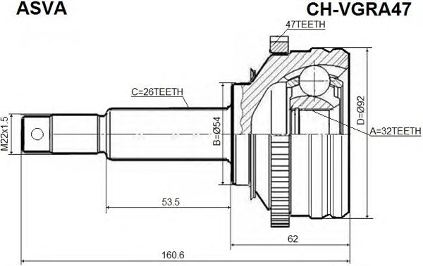 Купить ASVA CHR-VGRA47 ШРУС наружный 32x54x26