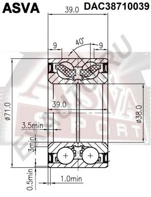 Купить ASVA DAC38710039 Подшипник ступичный передний
