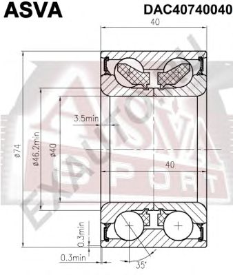 Купить ASVA DAC40740040 Подшипник ступичный передний (40x74x40x40)