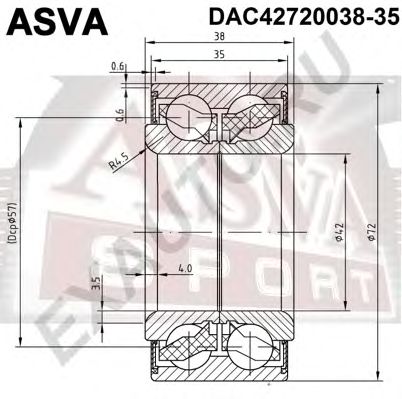 Купить ASVA DAC42720038-35 Подшипник ступичный передний (42x72x38x35)