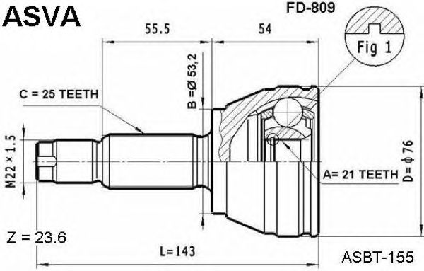Купить ASVA FD-809 ШРУС наружный 21x53 2x25