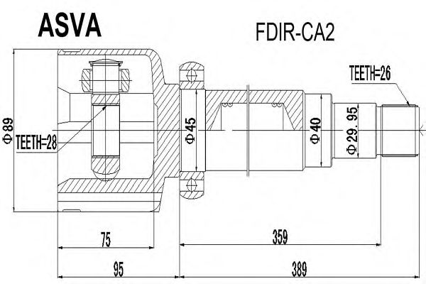 Купить ASVA FDIR-CA2 ШРУС внутренний правый 28x40x26