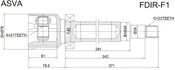 Купить ASVA FDIR-F1 ШРУС внутренний правый 21x40x23