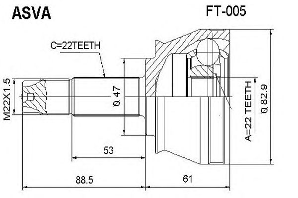 Купить ASVA FT-005 ШРУС наружный 22x47x22