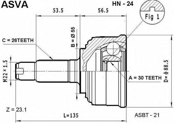 Купить ASVA HN-24 ШРУС наружный 30x55x26