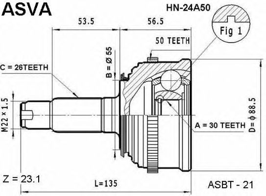 Купить ASVA HN-24A50 ШРУС наружний