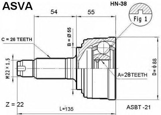 Купить запчасть ASVA - HN38 