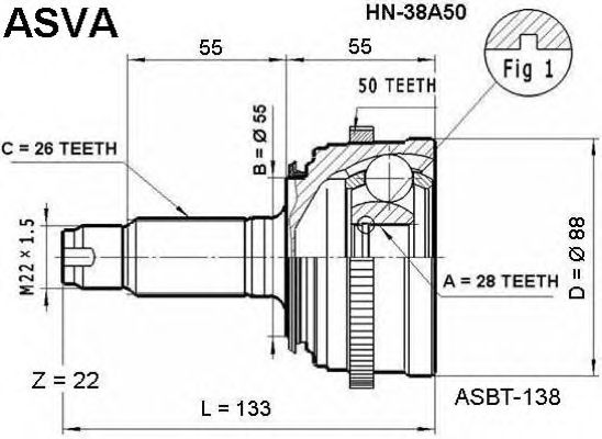 Купить запчасть ASVA - HN38A50 