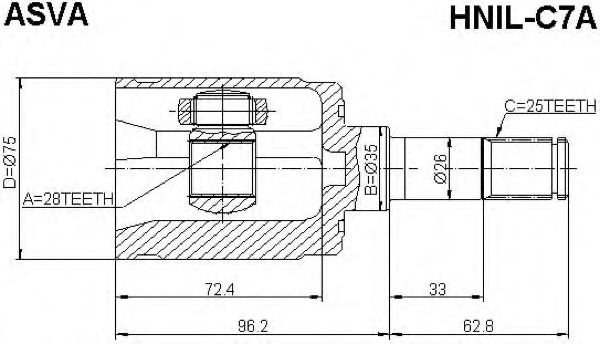 Купить ASVA HNILC7A ШРУС внутренний левый 28x35x25