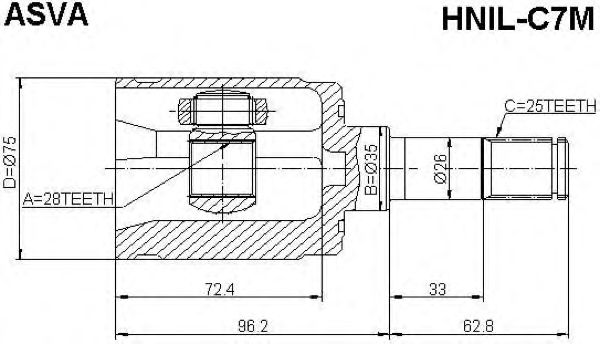 Купить ASVA HNILC7M ШРУС внутренний 28*35*25 44310SAP300