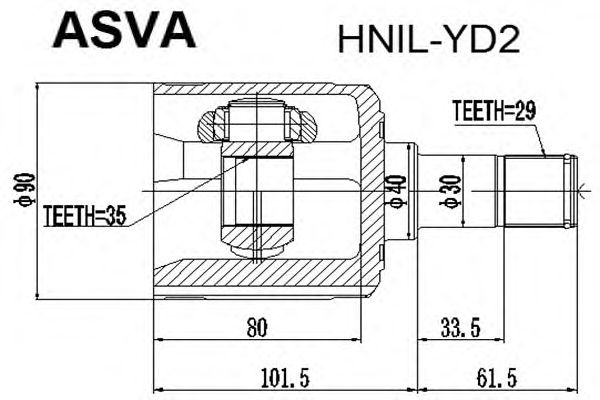 Купить ASVA HNIL-YD2 ШРУС внутренний левый 35x40x29