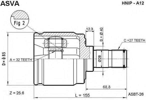 Купить ASVA HNIP-A12 ШРУС внутренний правый 32x40x27(55)