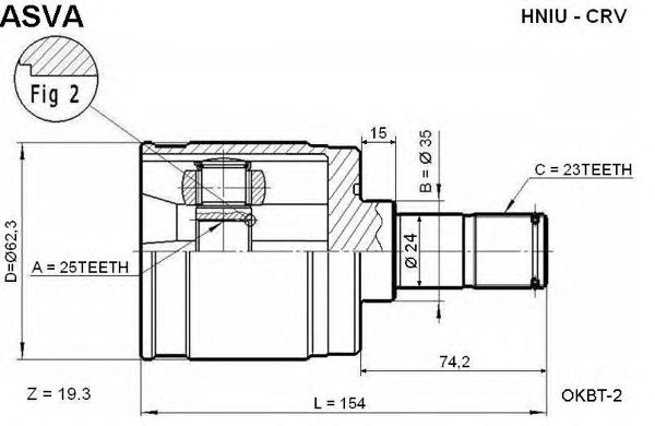 Купить ASVA HNIU-CRV ШРУС внутренний задний 25x35x23