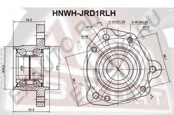 Купить ASVA HNWHJRD1RLH Подшипник ступицы колеса (комплект) | зад лев |