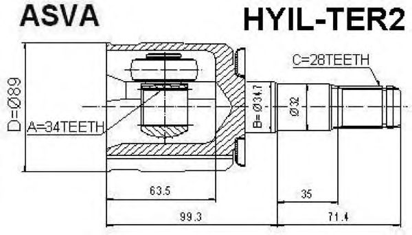 Купить ASVA HYIL-TER ШРУС внутренний левый 25x35x28