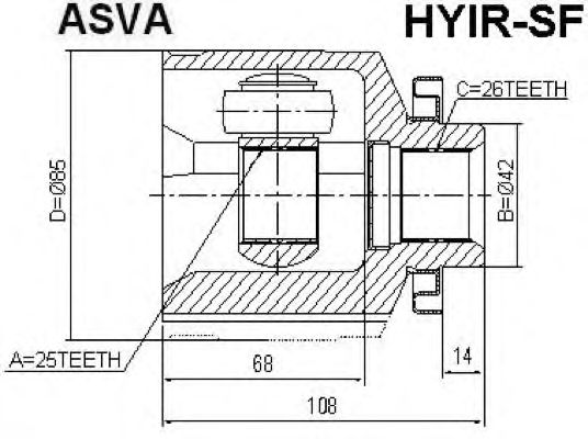 Купить ASVA HYIRSF ШРУС внутренний | перед прав |