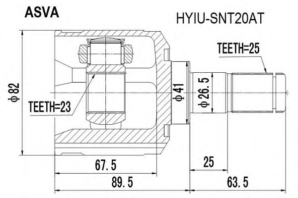 Купить ASVA HYIU-SNT20AT ШРУС внутренний 23x41x25