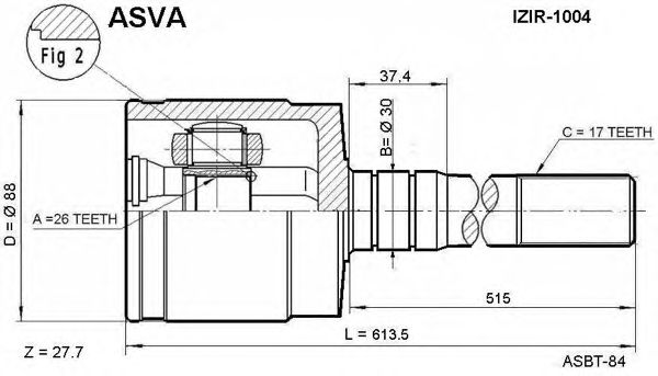 Купить ASVA ISIR-1004 ШРУС внутренний правый 26х30x17