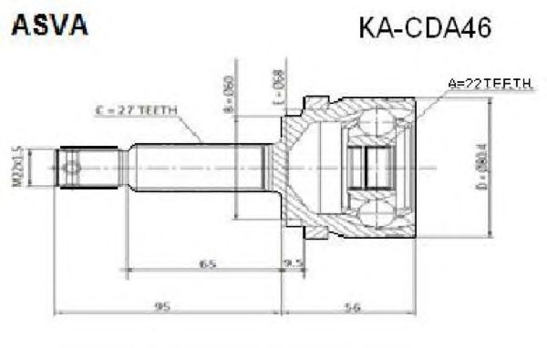 Купить ASVA KA-CDA46 ШРУС наружный 22x60x27