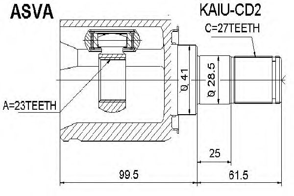 Купить ASVA KAIU-CD2 ШРУС внутренний 23x41x27 (oem-исполнение)