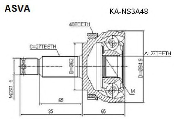 Купить ASVA KA-NS3A48 ШРУС наружный 23x62x27