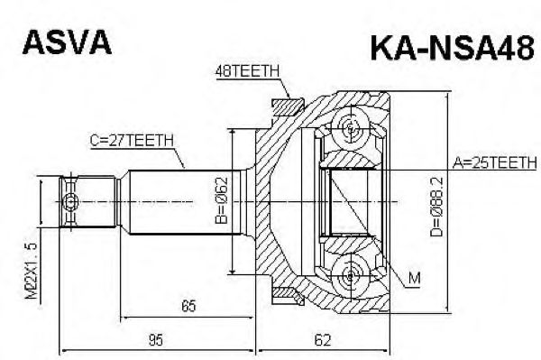 Купить ASVA KANSA48 KA-NSA48 ШРУС внешний Asva