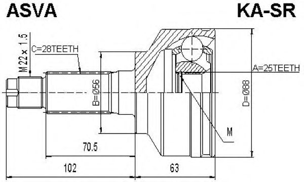 Купить ASVA KA-SR ШРУС наружный 25x56x28
