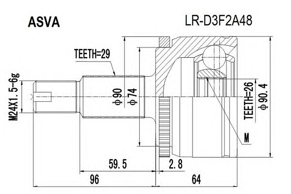 Купить ASVA LR-D3F2A48 ШРУС наружный 26x74x29