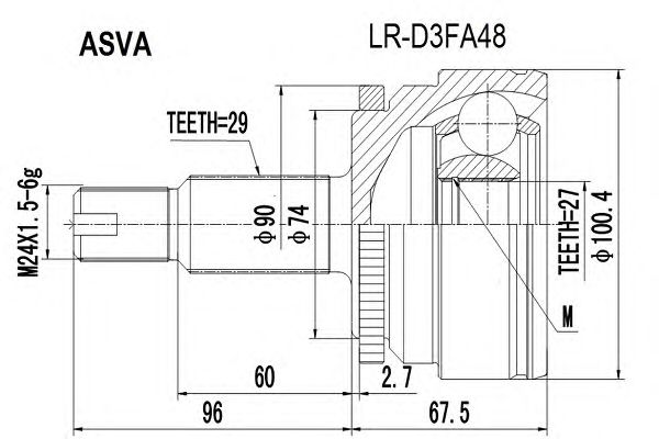Купить ASVA LR-D3FA48 ШРУС наружный 27x74x29