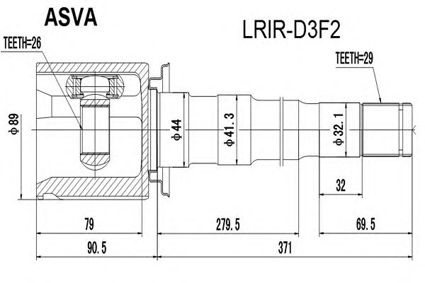 Купить ASVA LRIR-D3F2 ШРУС внутренний правый 26x44x29