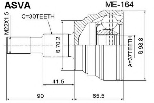 Купить ASVA ME-164 ШРУС наружный 37x70x30