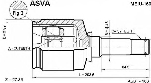 Купить ASVA MEIU-163 ШРУС внутренний 26x45x37
