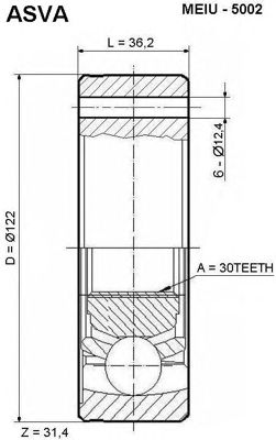 Купить ASVA MEIU-5002 ШРУС внутренний 30x122