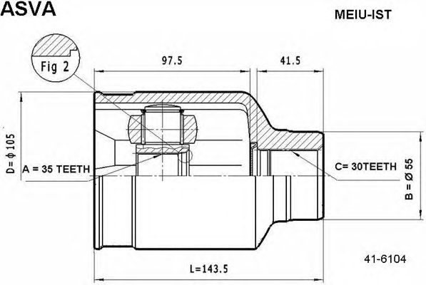 Купить ASVA MEIU-IST ШРУС внутренний 35x55x30