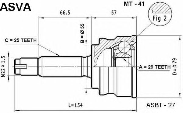 Купить ASVA MT-41 ШРУС наружный 29x55x25