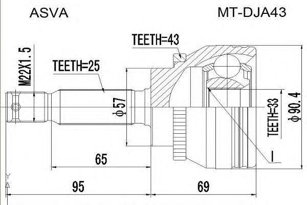 Купить ASVA MT-DJA43 ШРУС наружный 33x57x25