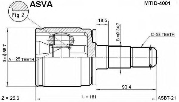 Купить ASVA MTID-4001 ШРУС внутренний левый 25x34.7x28