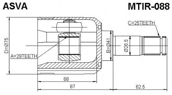Купить ASVA MTIR-088 ШРУС внутренний правый 29x41x25