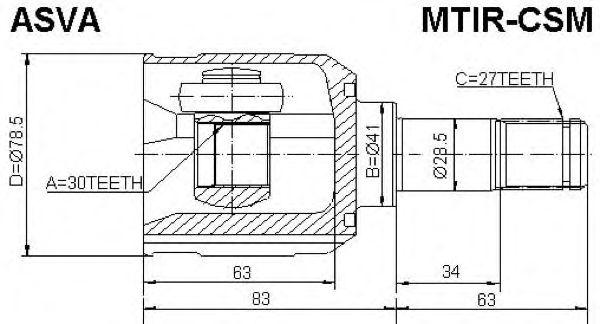 Купить ASVA MTIR-CSM ШРУС внутренний правый 30x41x27