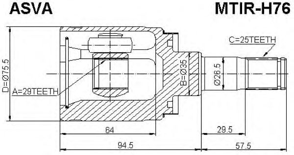 Купить ASVA MTIR-H76 ШРУС внутренний правый 29x35x25