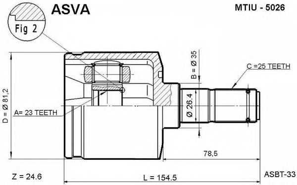 Купить ASVA MTIU-5026 ШРУС внутренний 23x35x25
