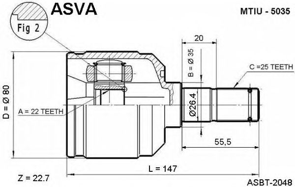 Купить ASVA MTIU5035 ШРУС внутренний | перед лев |