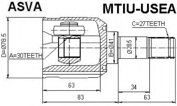 Купить ASVA MTIU-USEA ШРУС внутренний 30x41x27