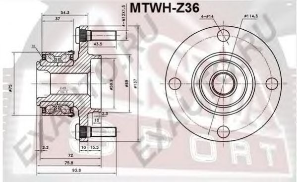 Купить ASVA MTWHZ36 Ступица колеса с ABS | перед прав/лев |